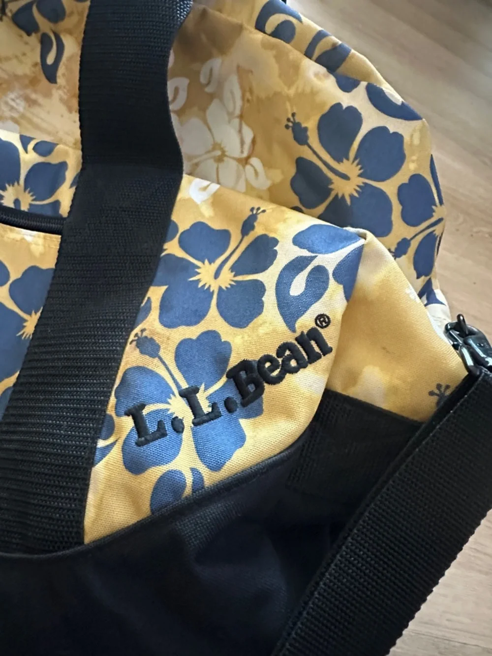 L.L. Bean Yellow and Navy Floral Travel Duffel - Picture 4 of 4